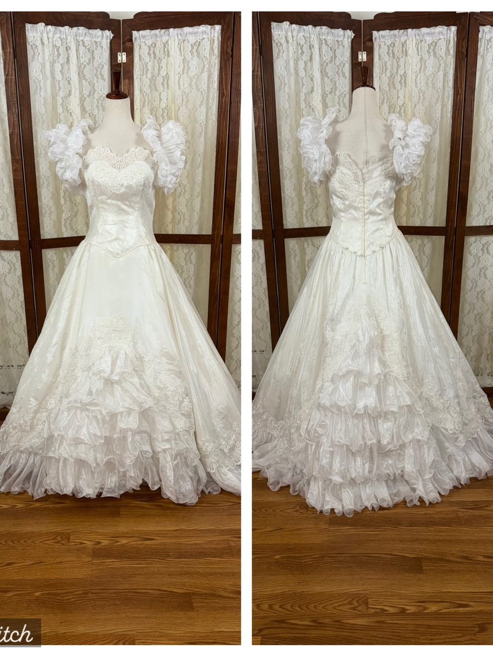 Stunning Vintage 90s Mori Lee Organza Ruffle Wedding Gown